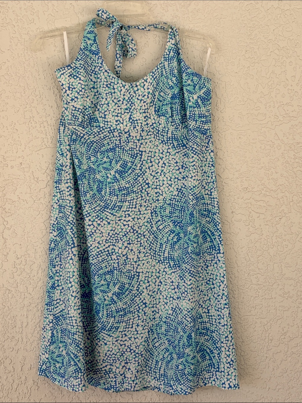 Columbia Blue & Aqua Armadale Halter Summer Dress  Women's Beach Sundress size L